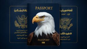 a photo of us passport in arabic